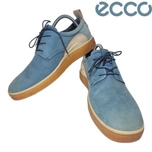 Ecco CrepeTray Tie Oxford Suede Gum Sole Shoes Mens Size 7 Blue Lace Up B11